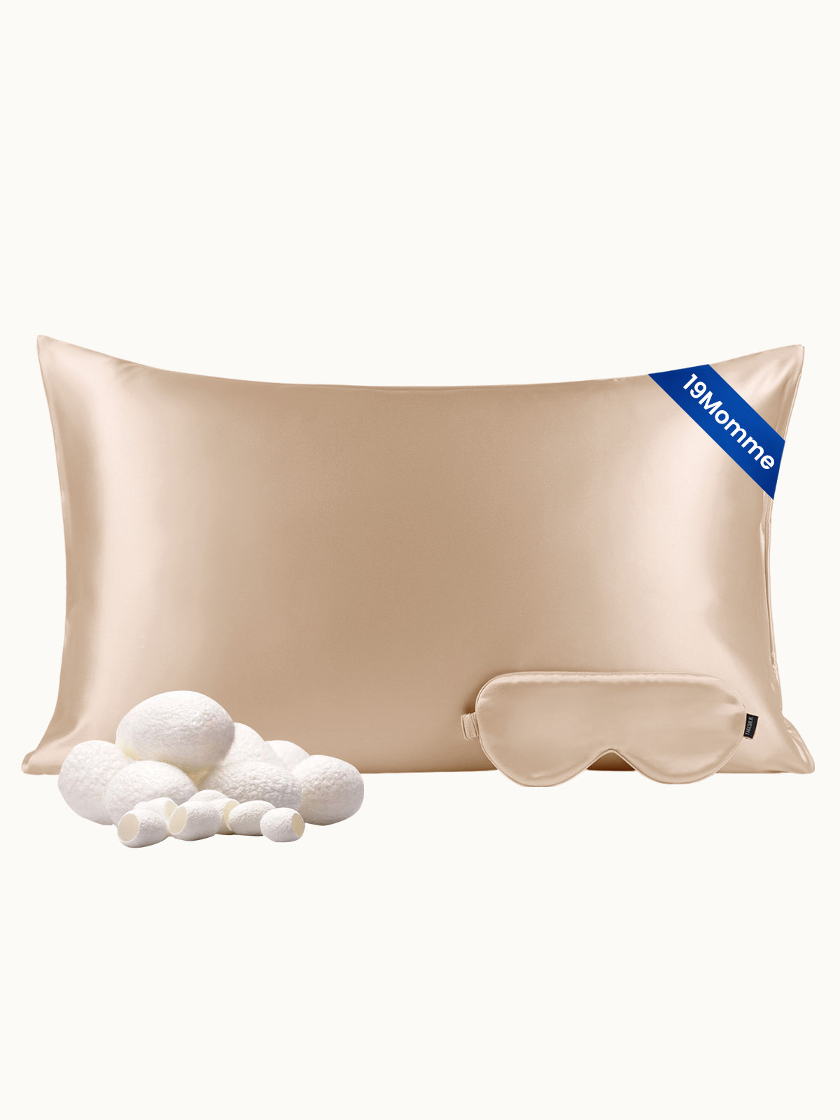 19 Momme Seiden-Kissenbezug mit Augenmaske Set aus 100% Maulbeerseide