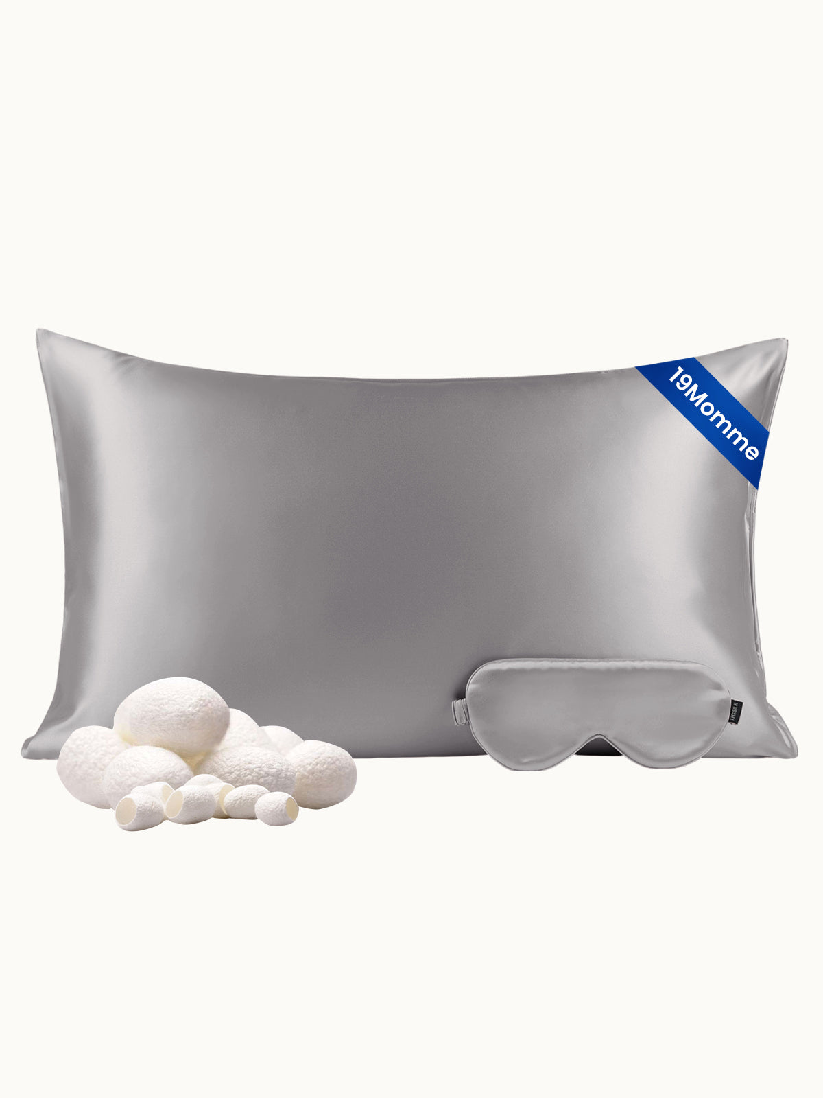 19 Momme Seiden-Kissenbezug mit Augenmaske Set aus 100% Maulbeerseide