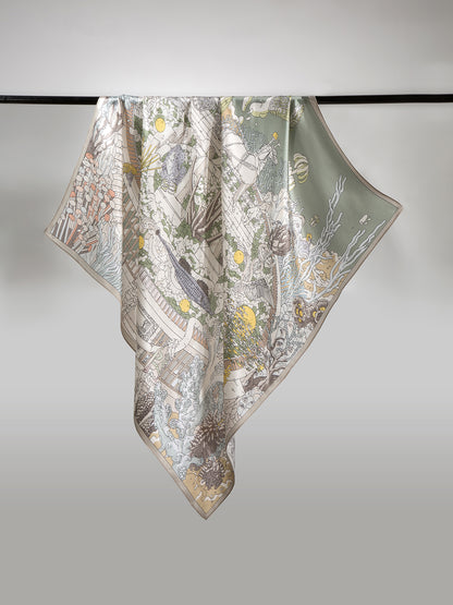 Großes Quadratisches Seidentuch 88x88 cm Luxuriöses Seiden Accessoire für Damen