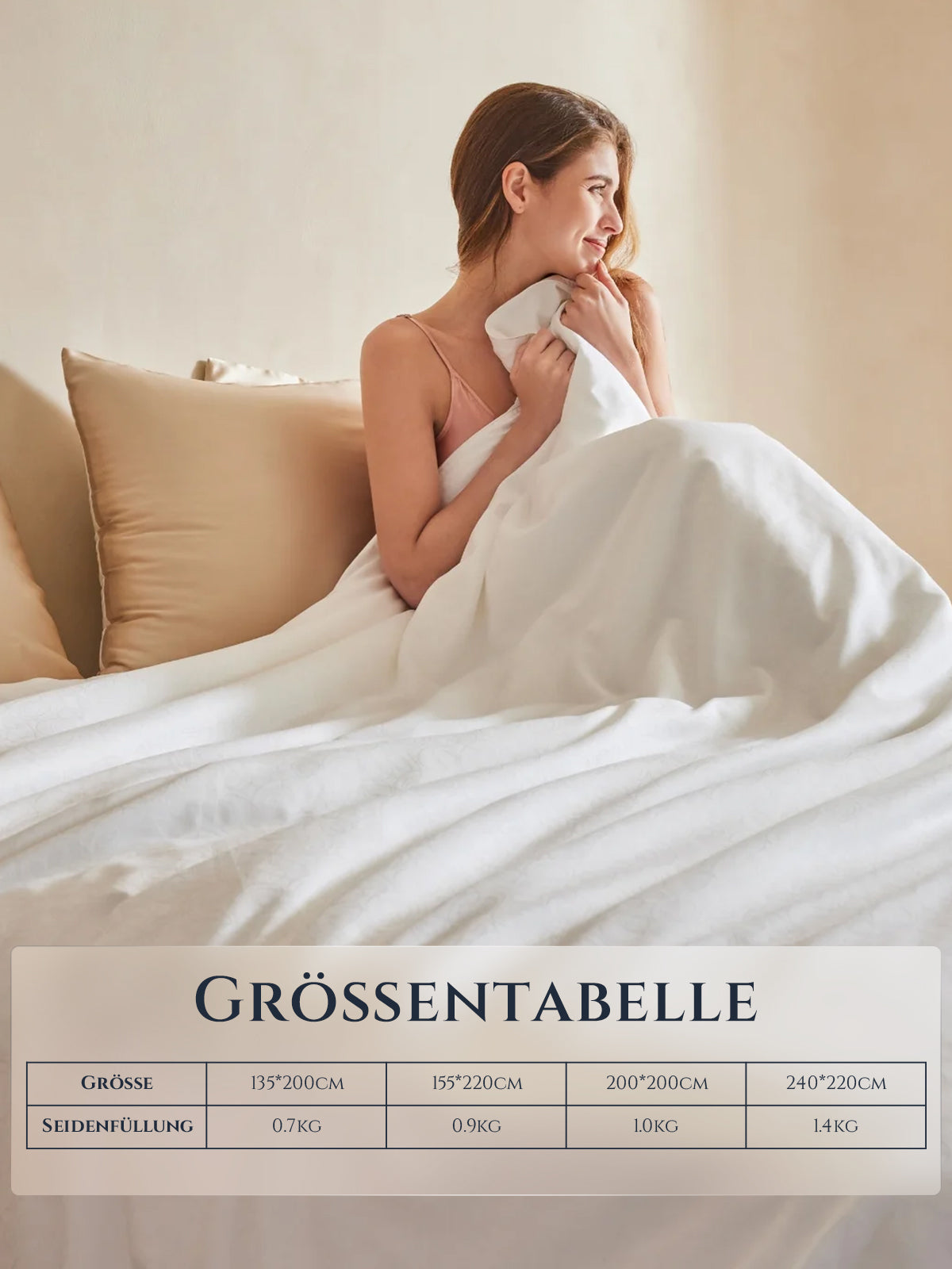Bettdecke aus Doppelkokon Maulbeerseide Ganzjahresdecke Premium Qualität