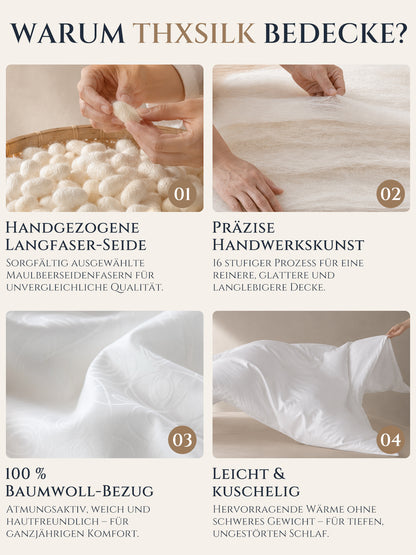 Bettdecke aus Doppelkokon Maulbeerseide Ganzjahresdecke Premium Qualität