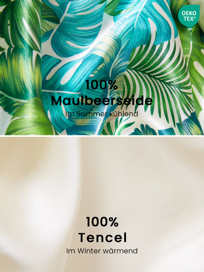 19 Momme Bedruckter Seidenkissenbezug | 2-seitig: Seide &amp; Lyocell