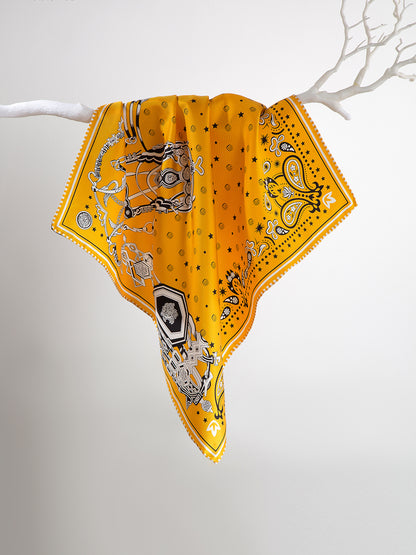 Klassisches Vintage Seidentuch Vielseitig als Halstuch Bandana oder Taschendeko